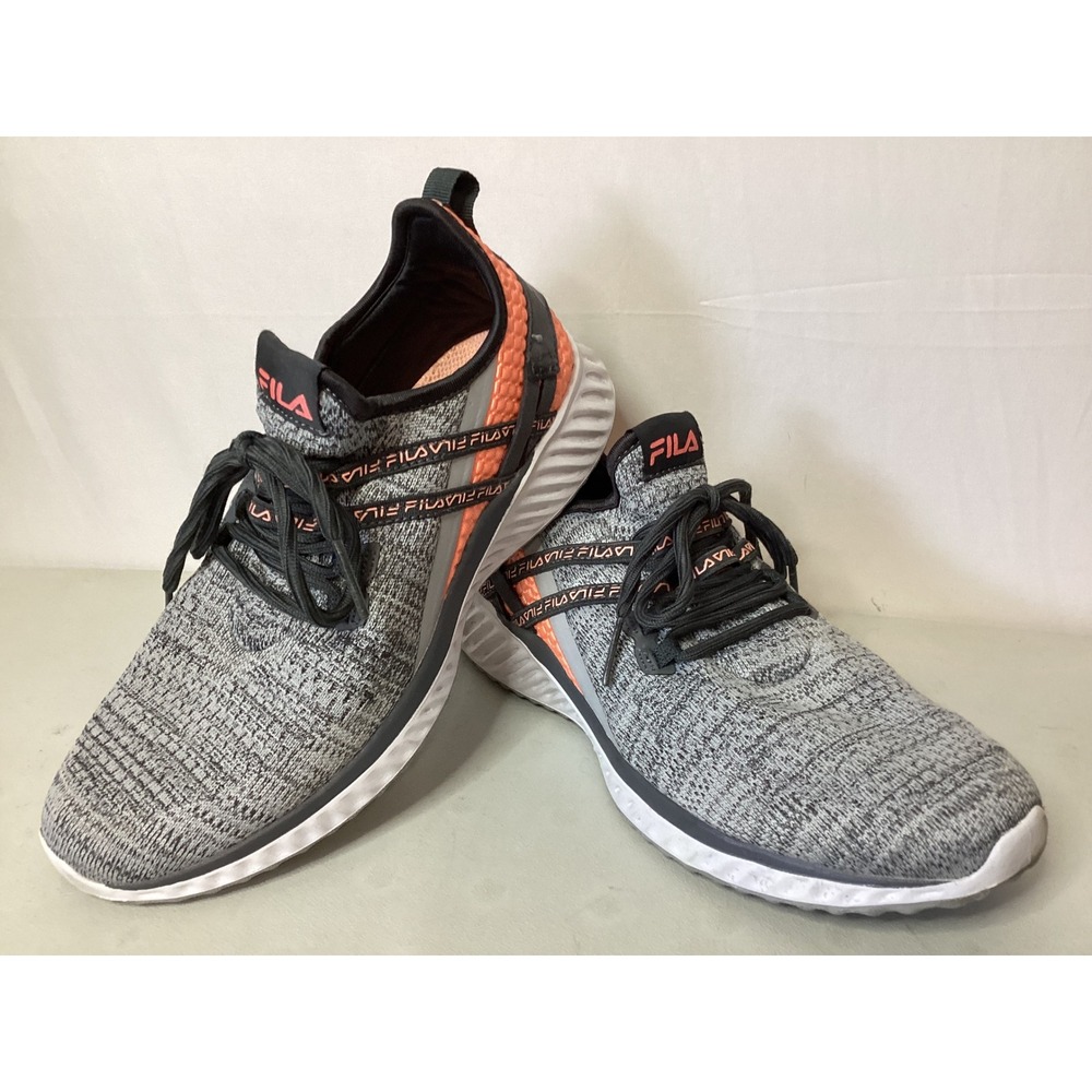 Fila Athletic Sneakers Gray Peach Accents Memory Foam Lightweight Comfort Shoes
